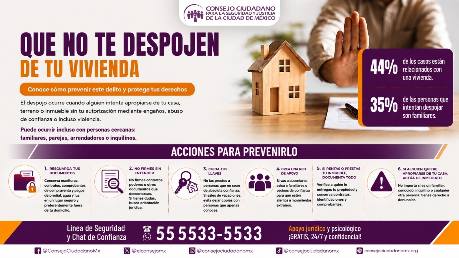 OFRECE CONSEJO CIUDADANO APOYO A PERSONAS VÍCTIMAS DESPOJO PATRIMONIAL